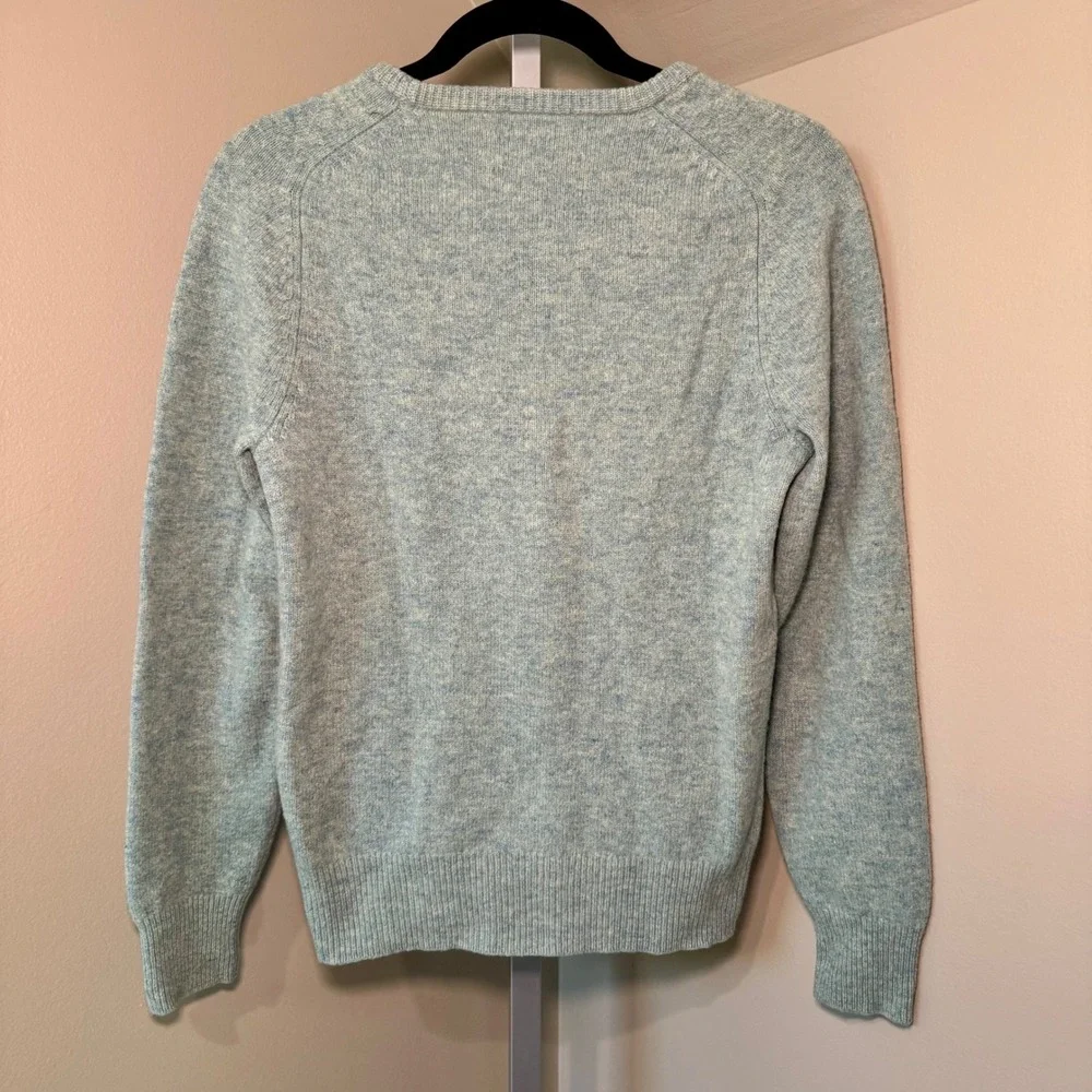 J. Crew Women's‎ XS Lambswool Crew Neck Sweater, Blue Green Knit Pullover